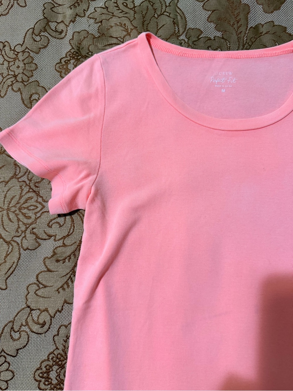 J. Crew Perfect Fit Cotton Short Sleeve Crew Neck Tee, Peach Color, Sz M - Picture 2 of 10